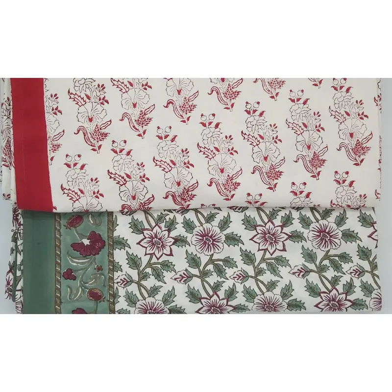 Block Print Tablecloth Floral Assorted 180x350cm