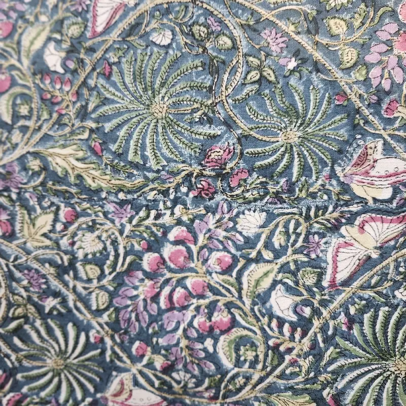 Block Print Tablecloth Rainforest Midnight