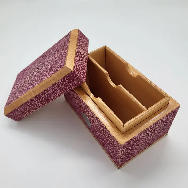 Faux Shagreen Playing Card Box Pink