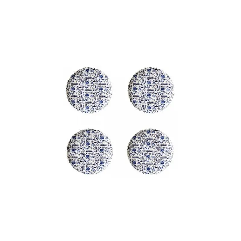 HK Toile 8" Side Plate  Blue Set of 4