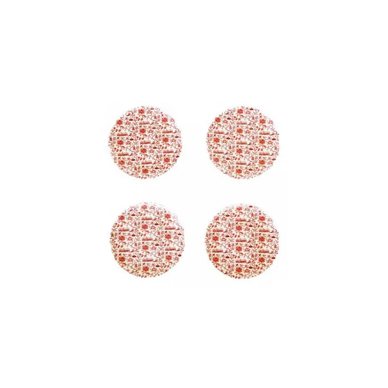 HK Toile 8" Side Plate Red Set of 4