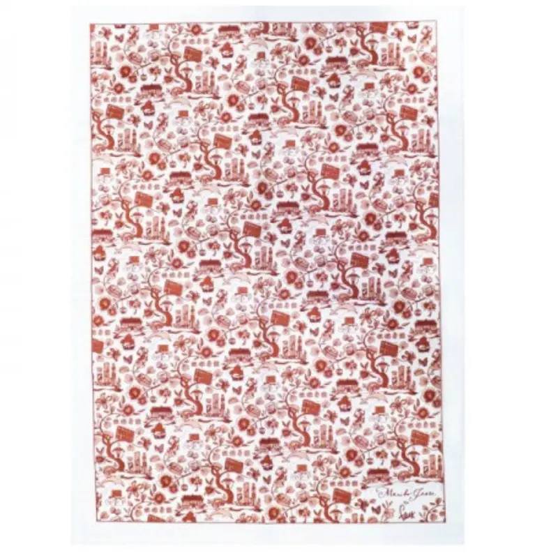 HK Toile Series Tea Towel Red