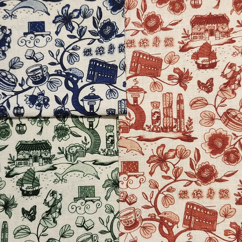 HK Toile Tea Towel