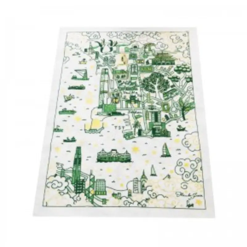 Kowloon Willow  Tea Towel Green Gold