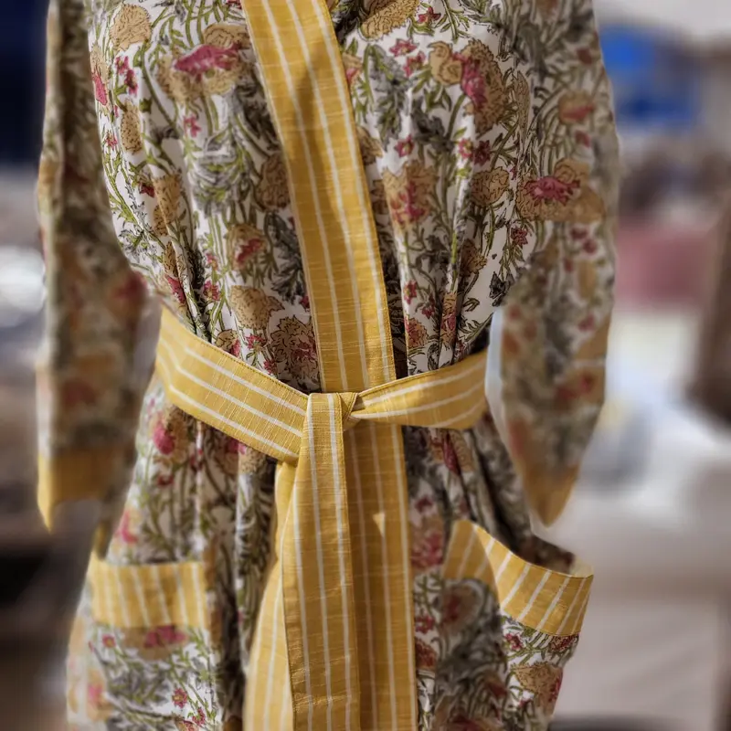 Robe Cotton Block Print Flower Meadow