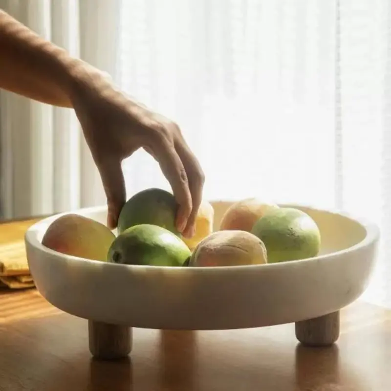 Selene Marble Bowl with wooden legs
