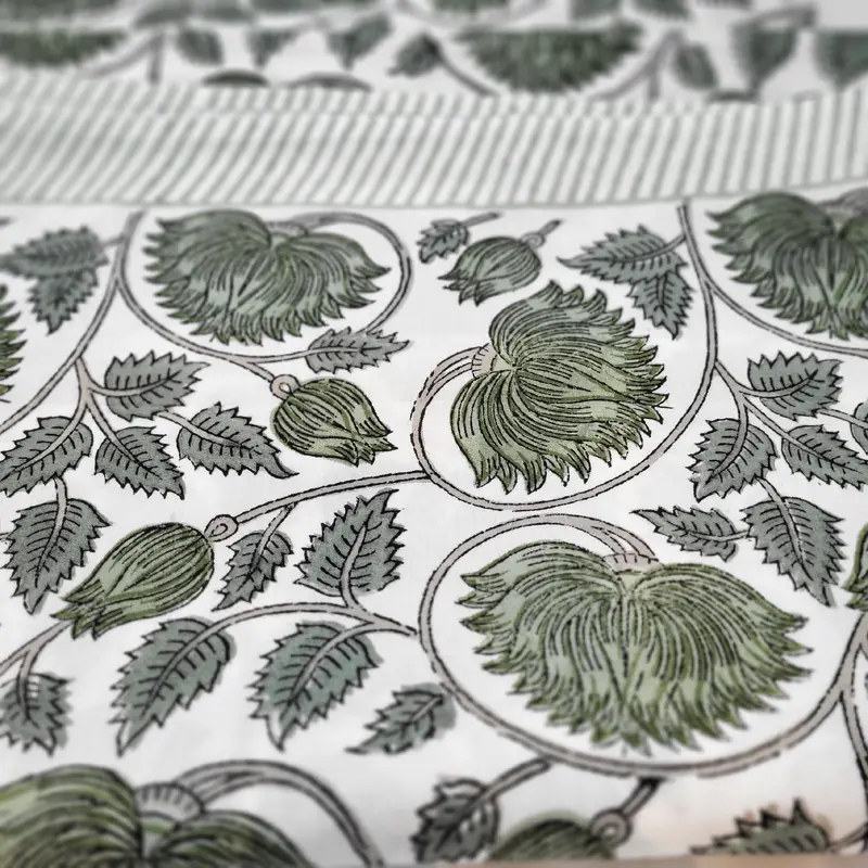 Block Print Tablecloth Lotus