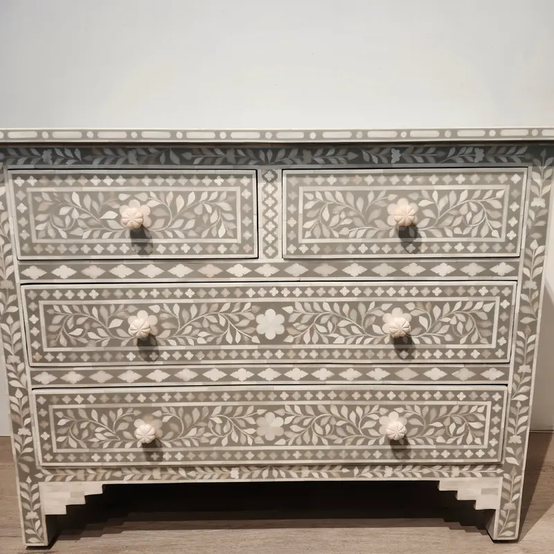 Bone Inlay Chest of Drawers Taupe