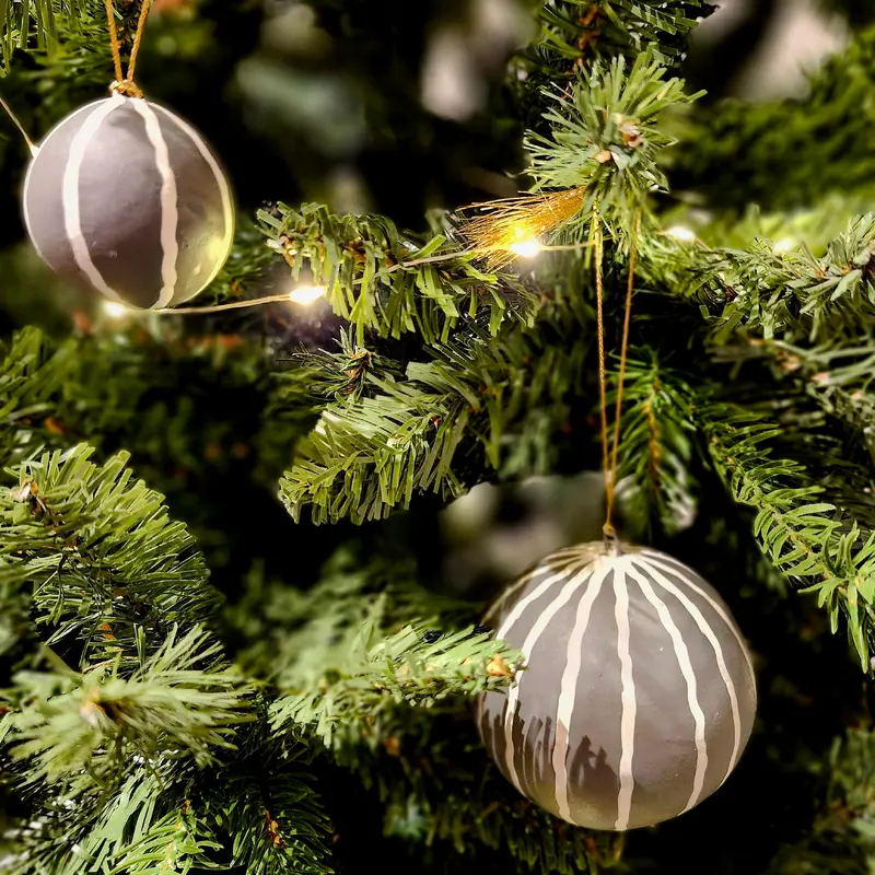 Christmas Tree Decoration Striped Grey