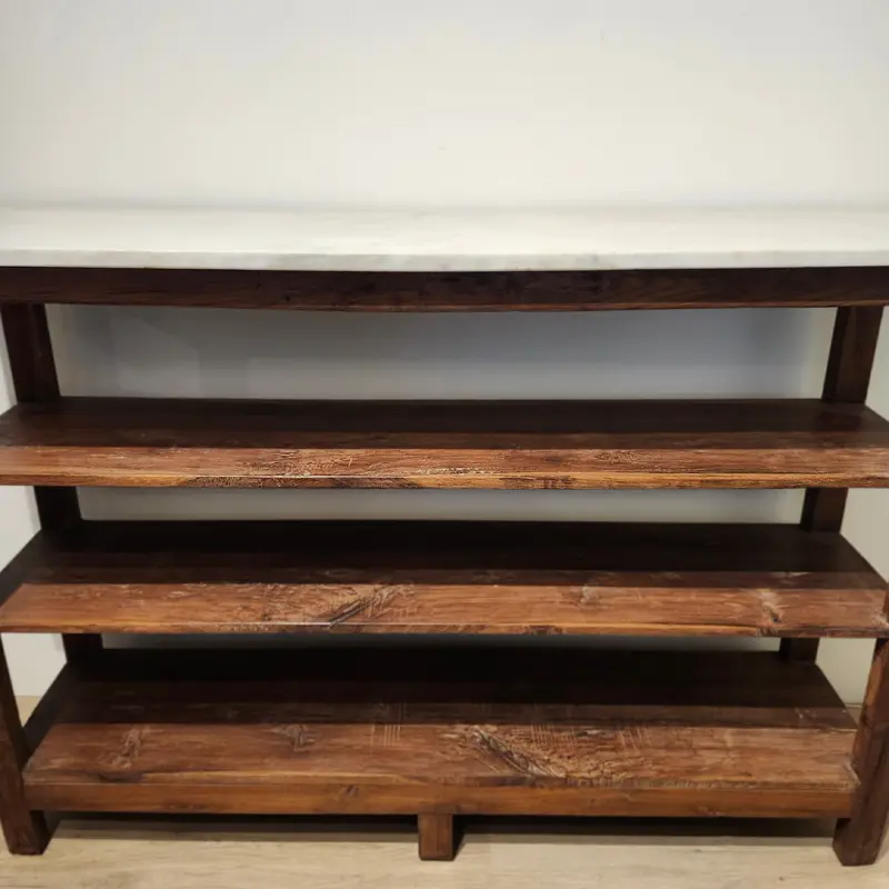 Marble Topped Table with Shelves
