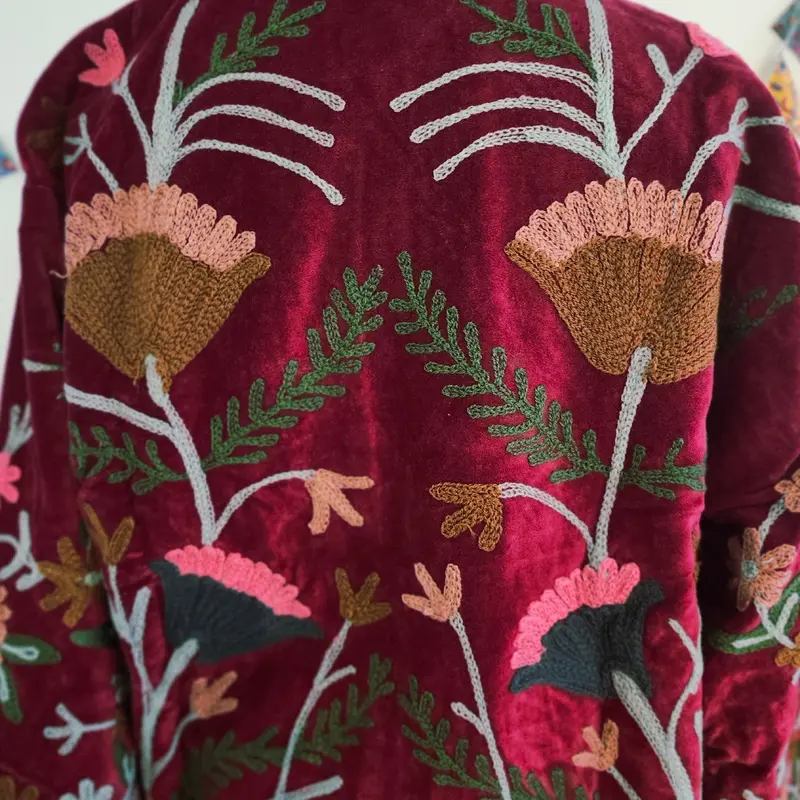Velvet Suzani Jacket Burgundy