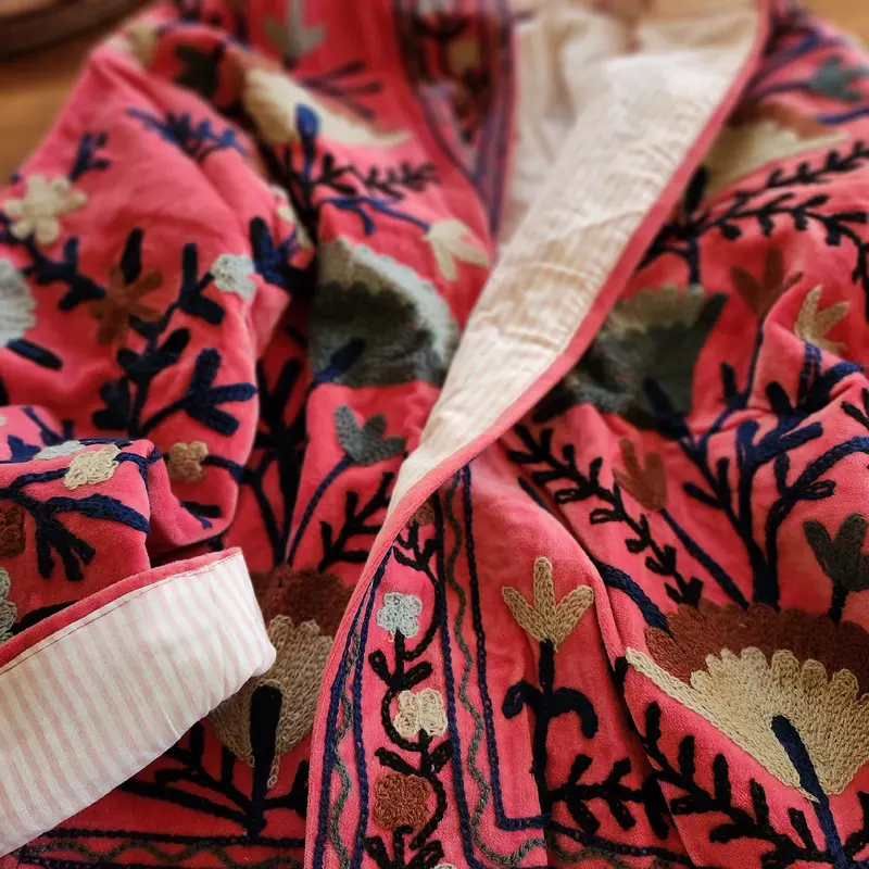 Velvet Suzani Jacket Coral