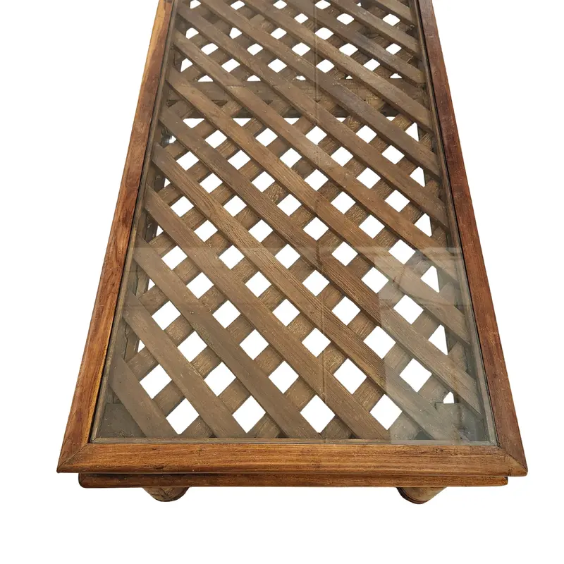 Vintage Teak Coffee Table with Lattice Work