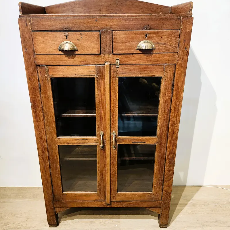 Vintage Teak Small Glass Fronted Cabinet