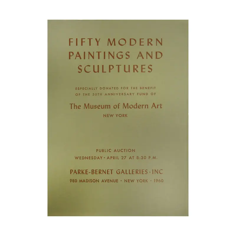 Parke-Bernet Auction to Benefit MoMA - Paperback