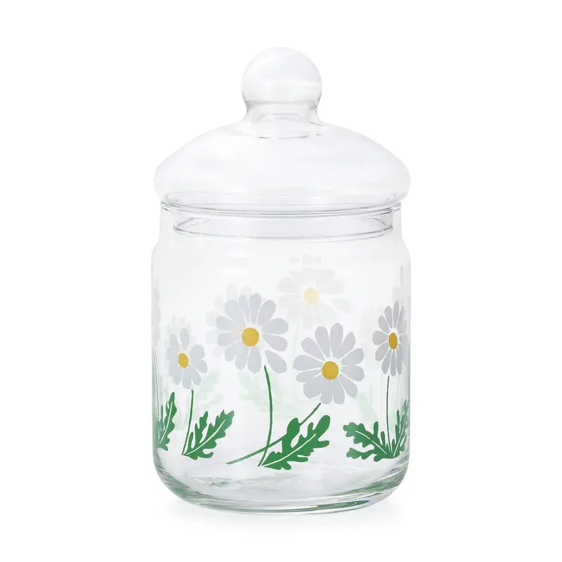 Retro Glass Jar with Lid - Growing Daisies