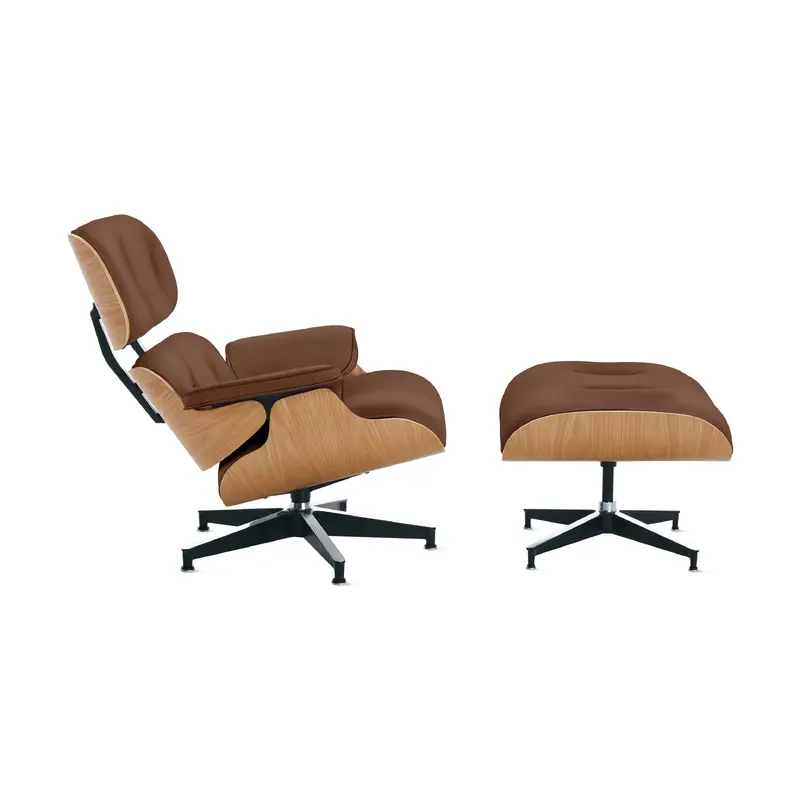 Eames Lounge Chair and Ottoman from Herman Miller - Oak/ Ledge Caramel Leather