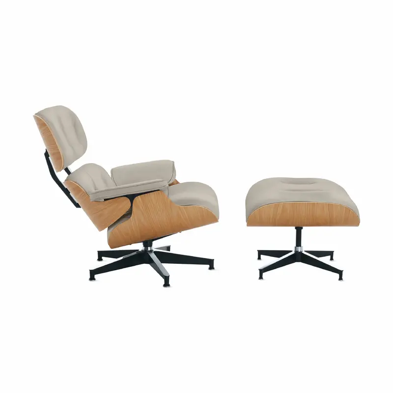 Eames Lounge Chair and Ottoman from Herman Miller - Oak/ Timbre Cream Leather