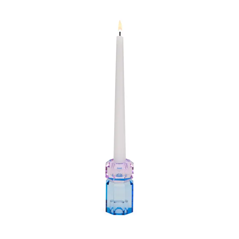 Faceted Crystal Candle Holder - Cobalt/ Violet