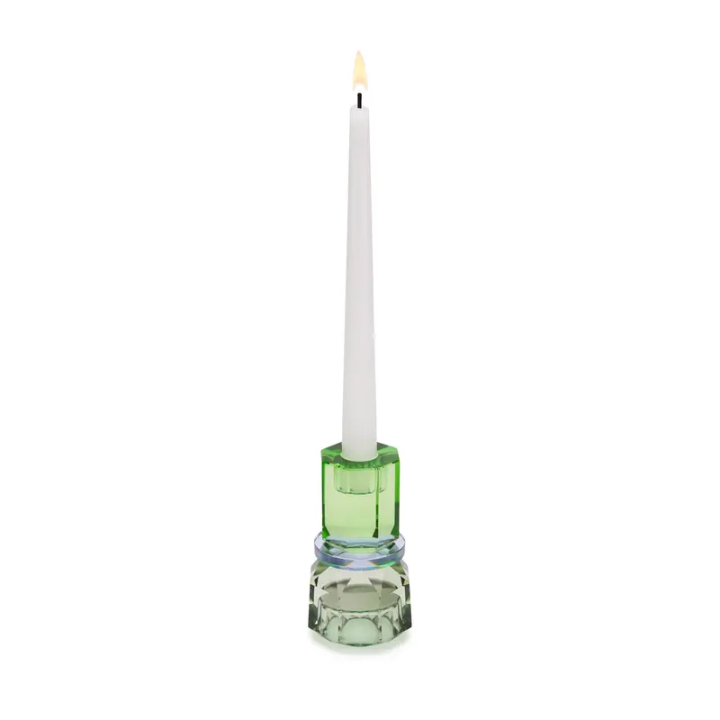 Faceted Crystal Candle Holder - Mint/ Violet/ Olive