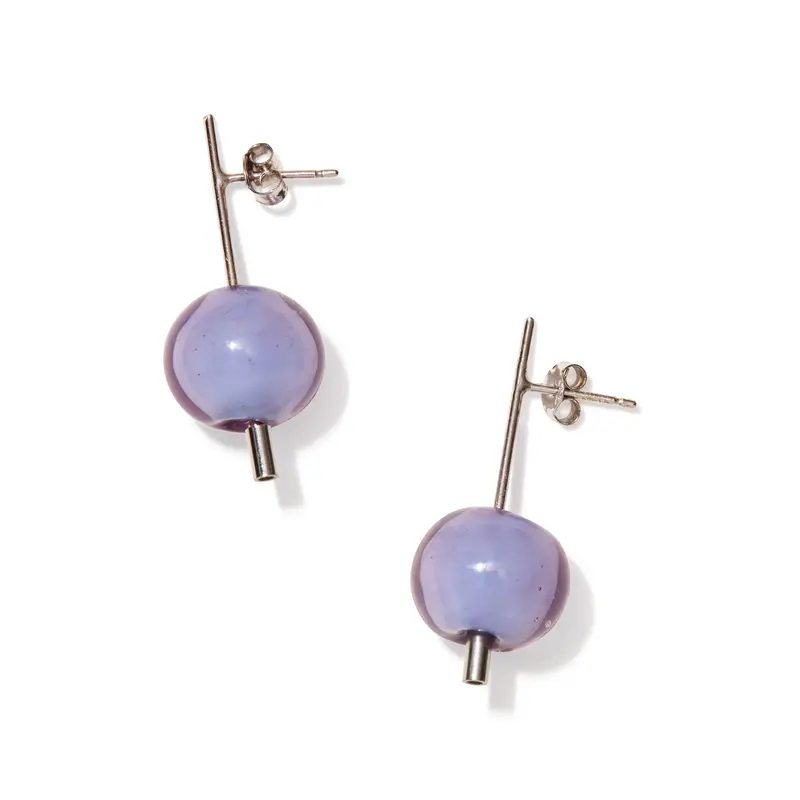 Paletto Glass Sphere Earrings - Purple