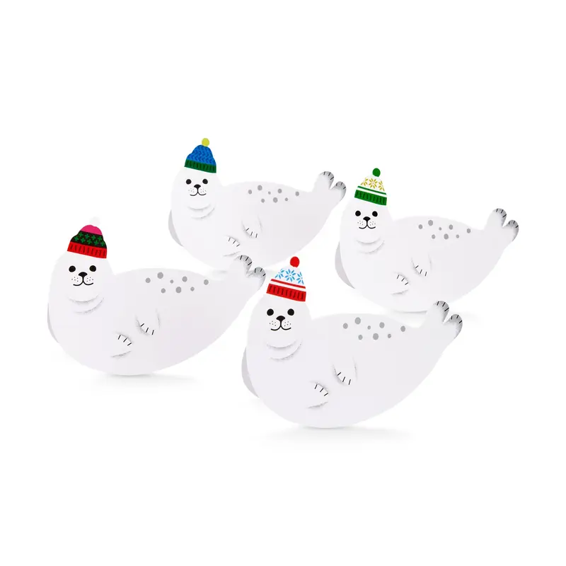 Snowy Seals Holiday Pop-Up Cards - Set of 8