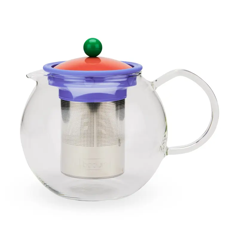 Bodum Assam Brew Teapot - Dark Coral/ Pale Blue
