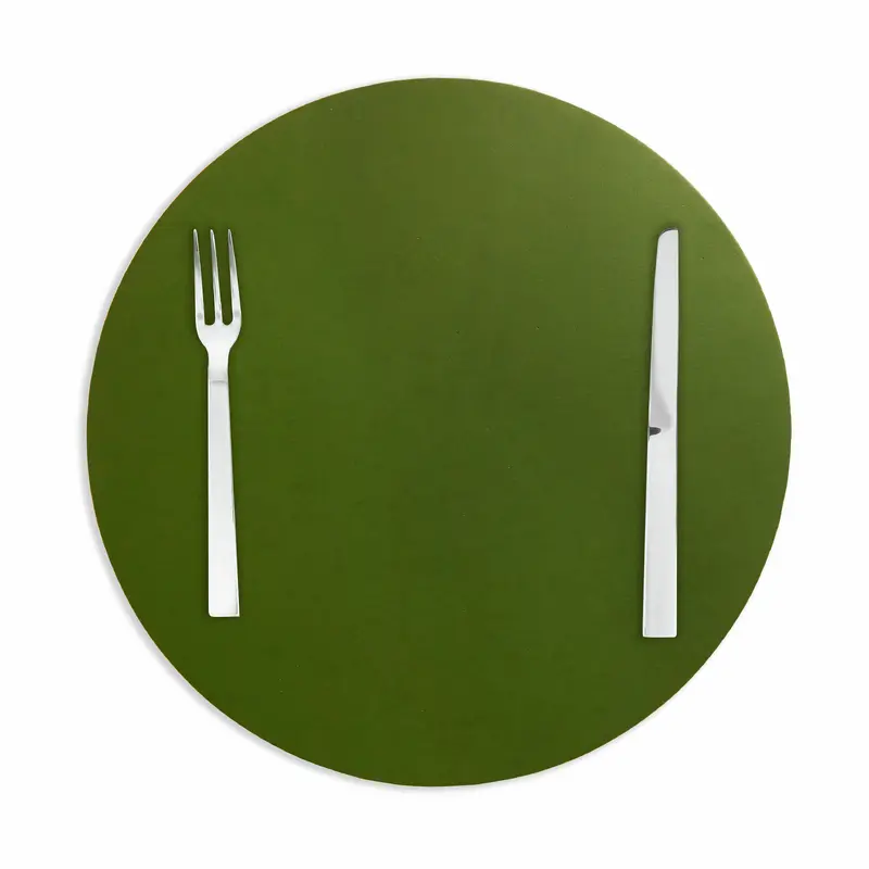 Dual-Sided Recycled Leather Placemat - Green/ Black