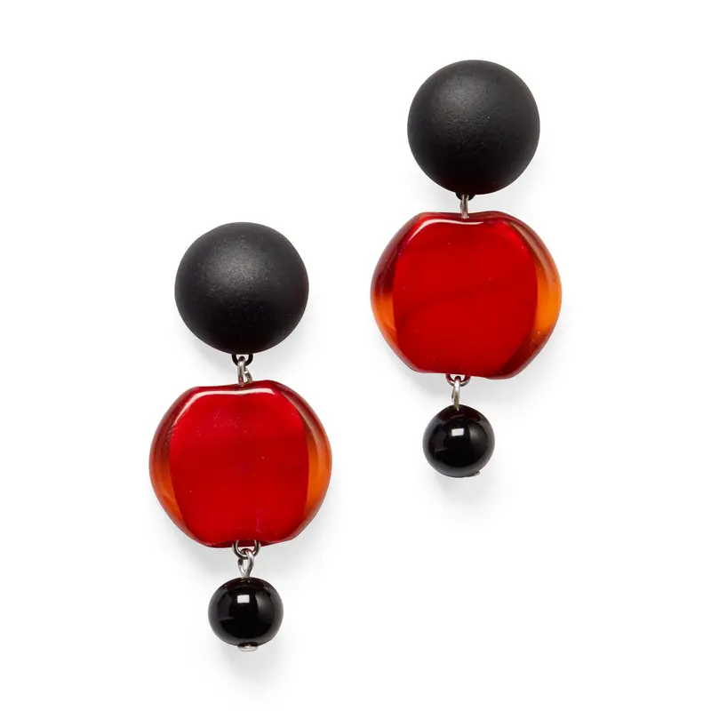 Murano Drop Earrings - Red