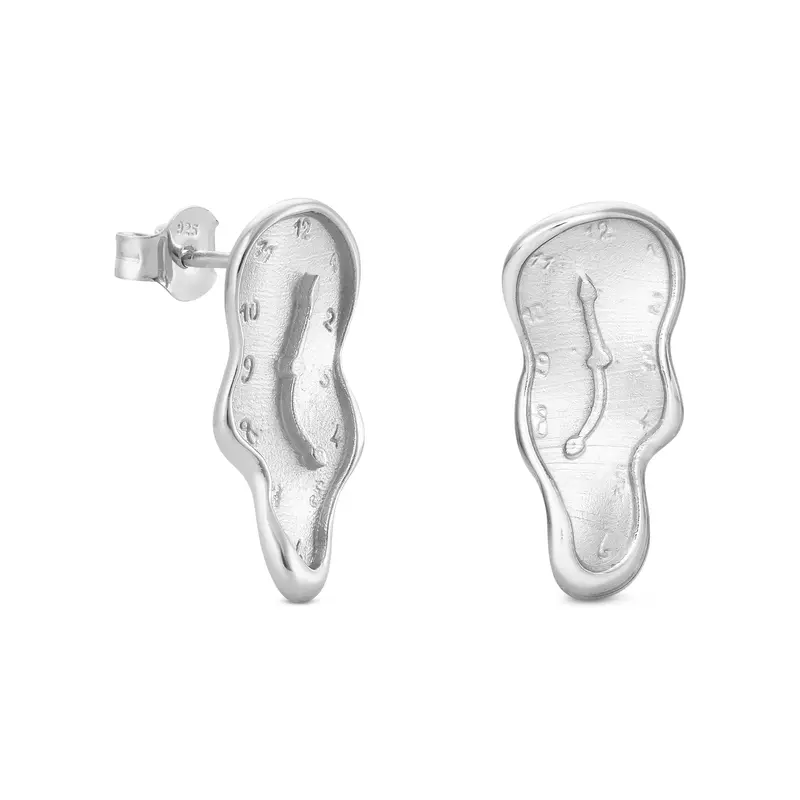 Salvador Dal Gold-Plated Melting Clock Post Earrings - Silver
