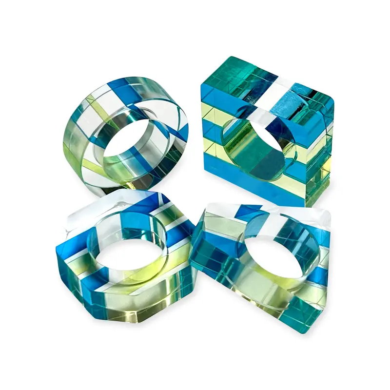 Nicolai Canetti Chromatic Napkin Rings - Set of 4 - Blue/ Green