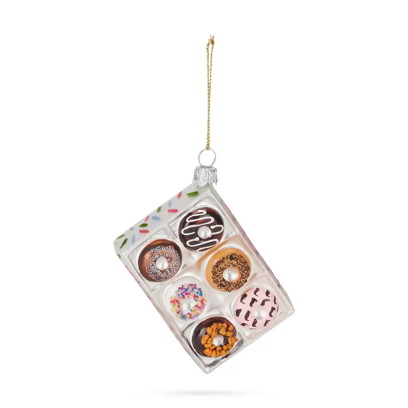 NYC Glass Holiday Ornament - Donut Box