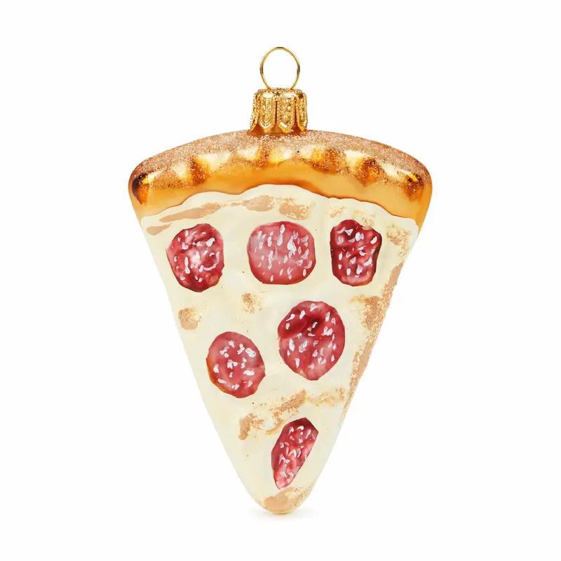 NYC Glass Holiday Ornament - Pizza Slice