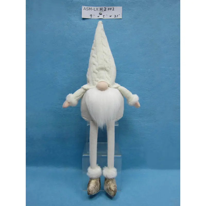 21" White Fabric Shelf Sitter Gnome