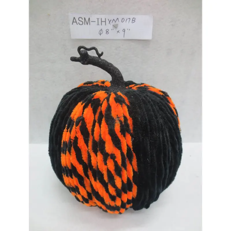 9" Halloween Fabric Pumpkin Black Orange Combination