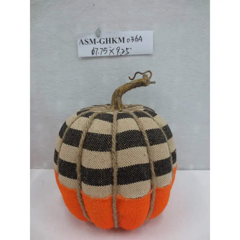 9" Halloween Fabric Pumpkin with Horizontal Stripes