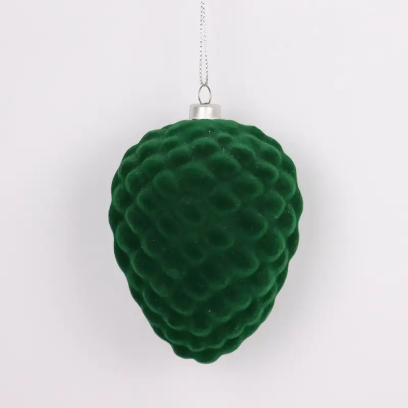 Plastic flocked pinecone shaped ornament