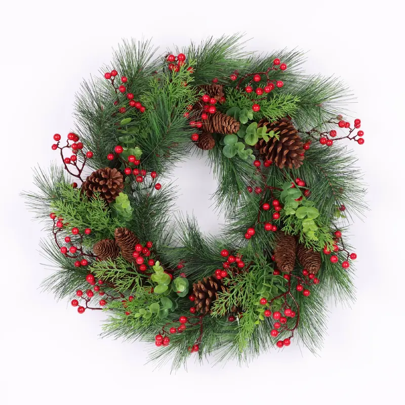 Wreath with large pinecones and berries