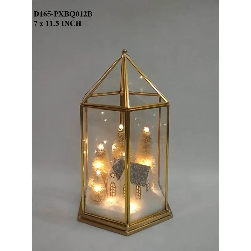 11.5"H. Metal/Glass Lantern