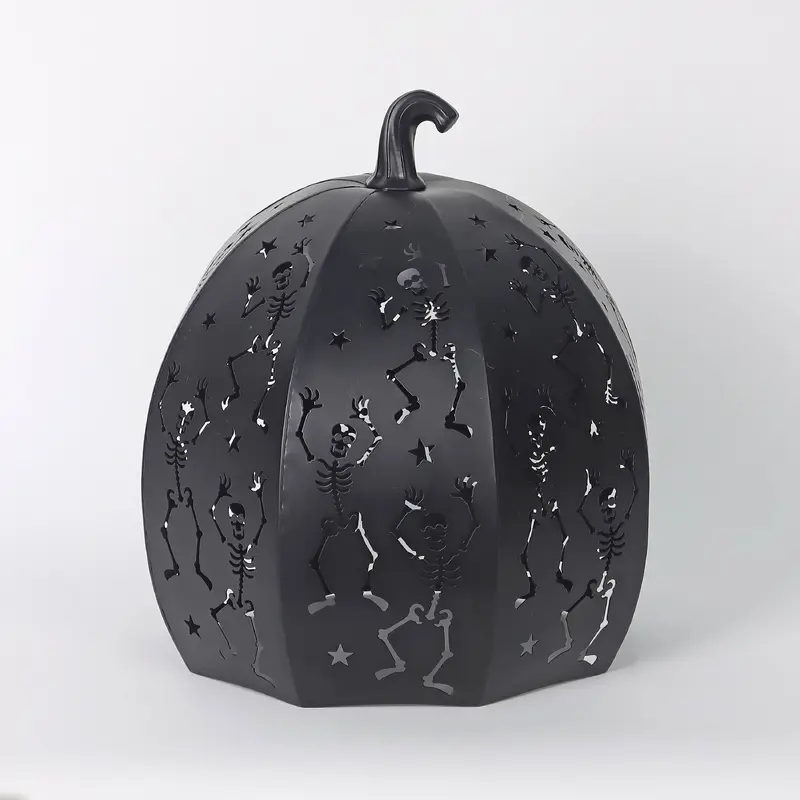 11" Metal Black Pumpkin Lantern