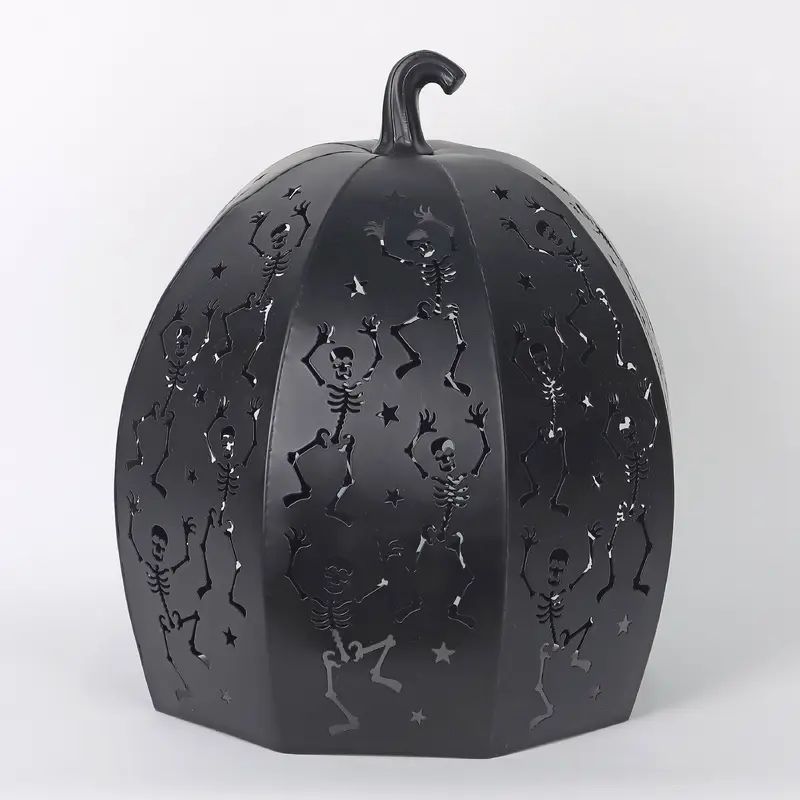 13" Metal Black Pumpkin Lantern