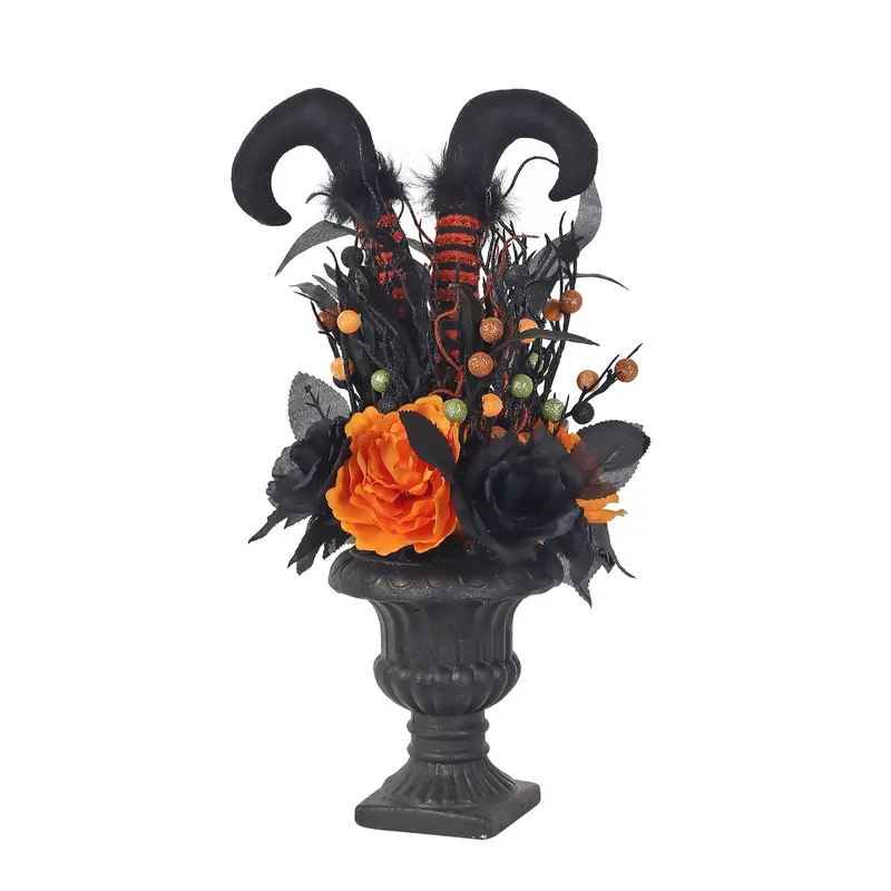 18" Halloween Table Top Floral Arrangement with Witch Feet