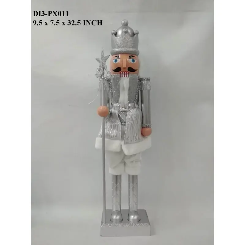 32"H. Wooden Silver Nutcracker