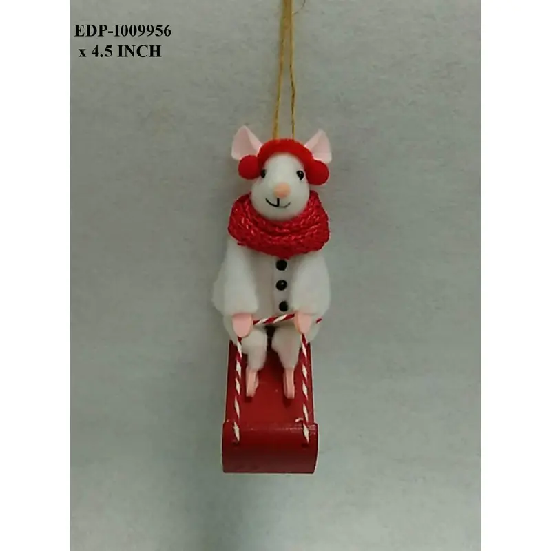 4.5"H. Fabric Mouse on Sledge Orn