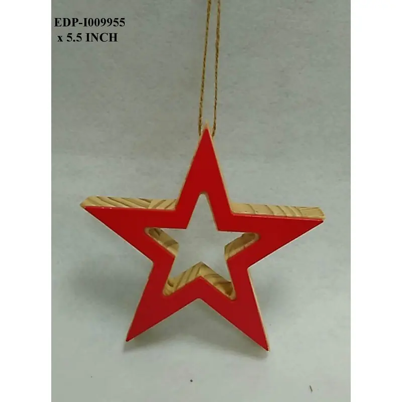 5.5" Wooden Red Star Orn