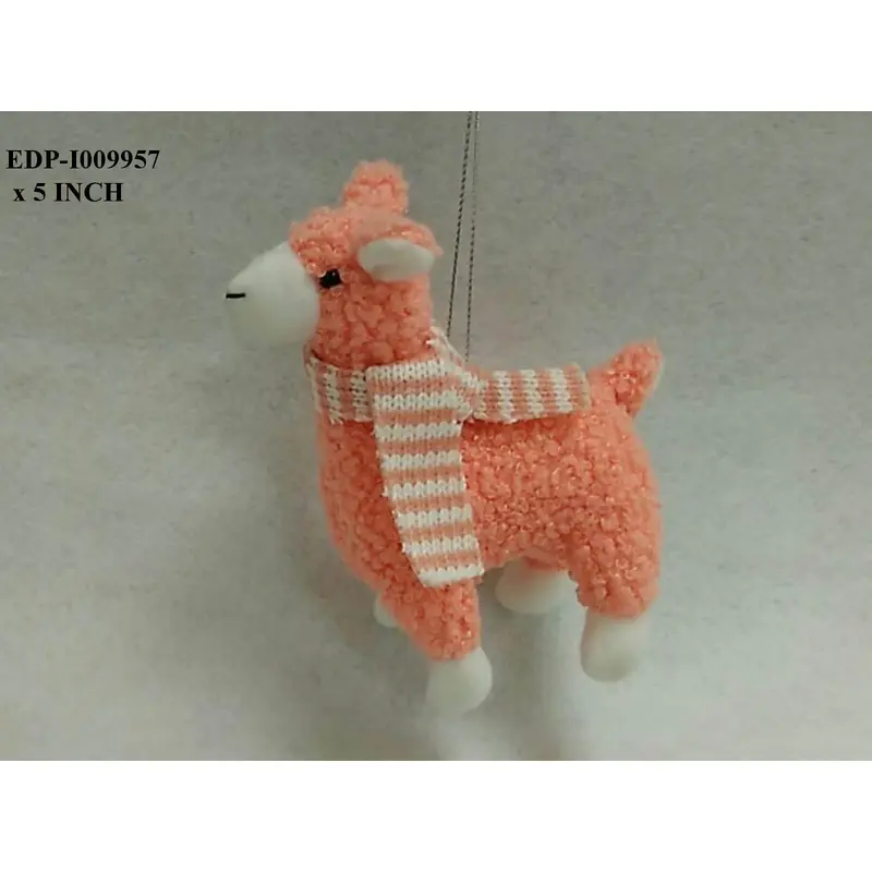 5"H. Fabric Orange Sheep Orn