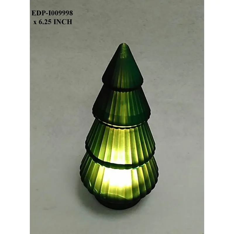 6.25"H. Green Glass Lighted Tree.