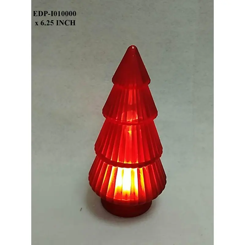 6.25"H. Red Glass Lighted Tree.