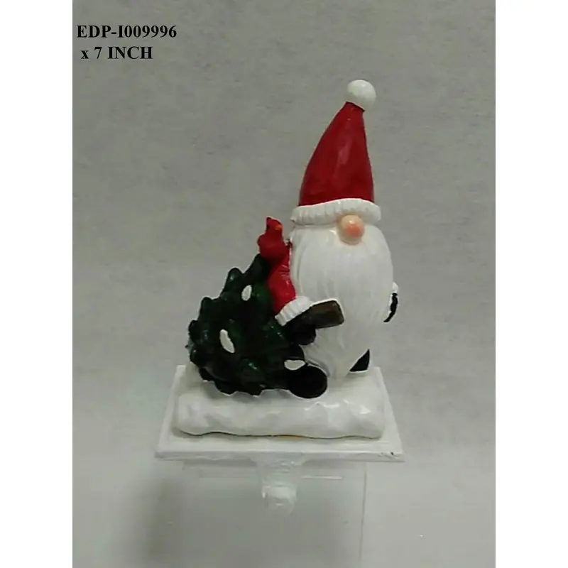7.0"H. Polyresin Gnome Stocking Holder