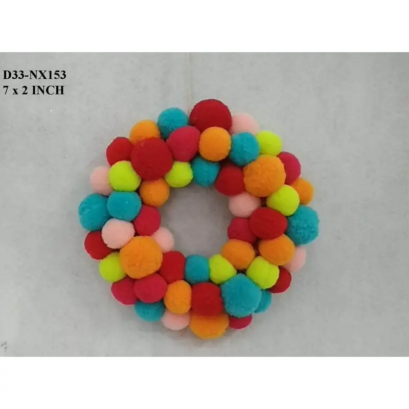 7"D Multicolor Pompom Orn
